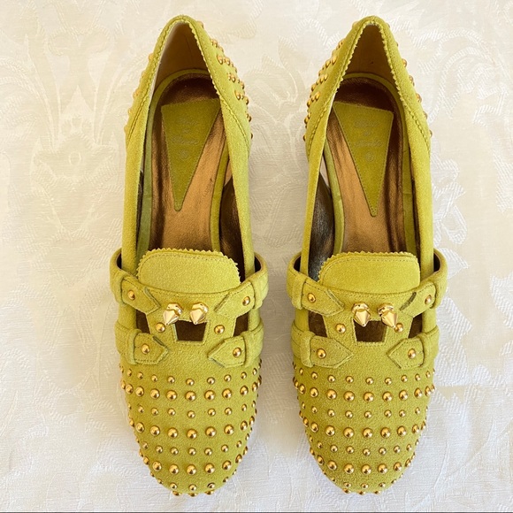 fleur et rosee green studded loafers,All Products : American Fashion Style Bags On Sale